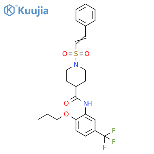 4-Piperidinecarboxamide, 1-[(2-phenylethenyl)sulfonyl]-N-[2-propoxy-5-(trifluoromethyl)phenyl]- structure