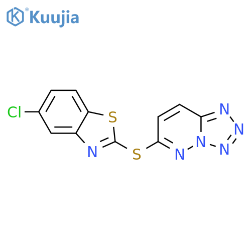 5-chloro-2-{[1,2,3,4]tetrazolo[1,5-b]pyridazin-6-yls ulfanyl}-1,3-benzothiazole structure