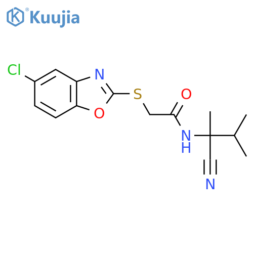 2-[(5-chloro-1,3-benzoxazol-2-yl)sulfanyl]-N-(1-cyano-1,2-dimethylpropyl)acetamide structure