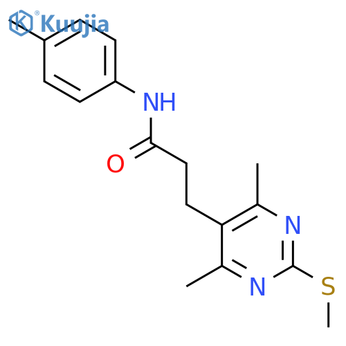 3-(4,6-dimethyl-2-methylsulfanylpyrimidin-5-yl)-N-(4-methylphenyl)propanamide structure