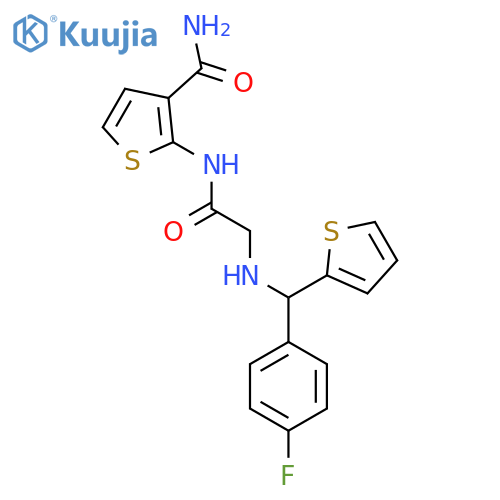 2-(2-{(4-fluorophenyl)(thiophen-2-yl)methylamino}acetamido)thiophene-3-carboxamide structure