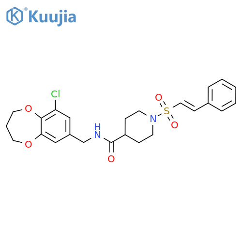 N-[(9-chloro-3,4-dihydro-2H-1,5-benzodioxepin-7-yl)methyl]-1-(2-phenylethenesulfonyl)piperidine-4-carboxamide structure