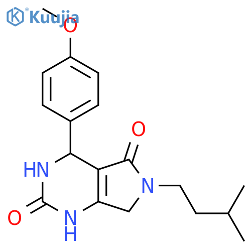 4-(4-methoxyphenyl)-6-(3-methylbutyl)-1H,2H,3H,4H,5H,6H,7H-pyrrolo3,4-dpyrimidine-2,5-dione structure