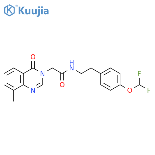 N-{2-4-(difluoromethoxy)phenylethyl}-2-(8-methyl-4-oxo-3,4-dihydroquinazolin-3-yl)acetamide structure
