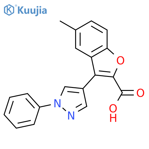 2-Benzofurancarboxylic acid, 5-methyl-3-(1-phenyl-1H-pyrazol-4-yl)- structure