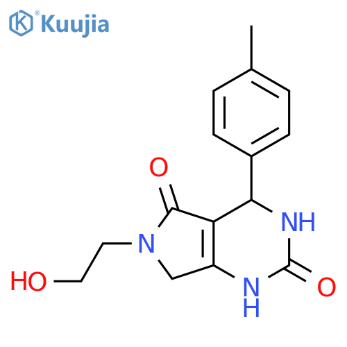 6-(2-hydroxyethyl)-4-(4-methylphenyl)-1H,2H,3H,4H,5H,6H,7H-pyrrolo3,4-dpyrimidine-2,5-dione structure