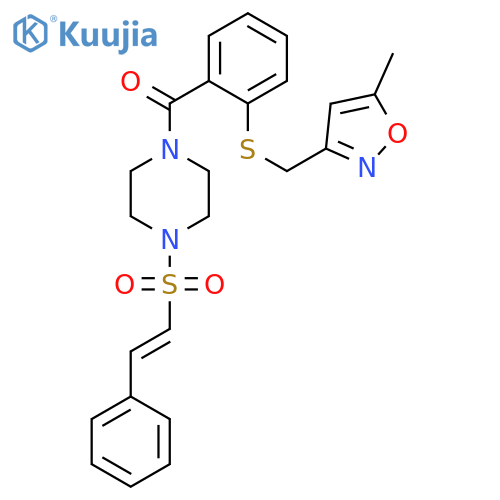 1-(2-{[(5-Methyl-1,2-oxazol-3-yl)methyl]sulfanyl}benzoyl)-4-(2-phenylethenesulfonyl)piperazine structure