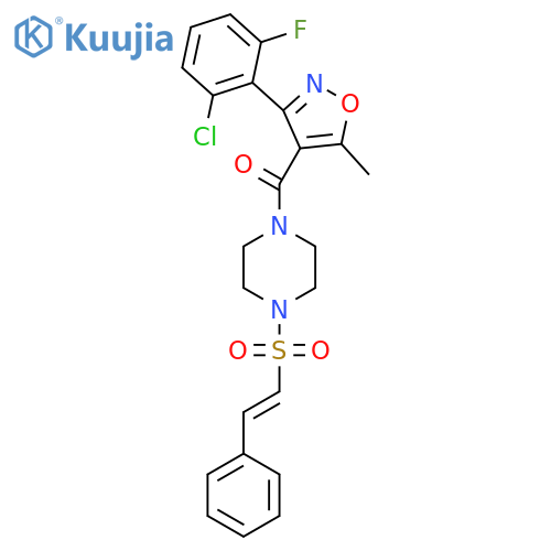 1-[3-(2-Chloro-6-fluorophenyl)-5-methyl-1,2-oxazole-4-carbonyl]-4-(2-phenylethenesulfonyl)piperazine structure