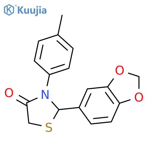 4-Thiazolidinone, 2-(1,3-benzodioxol-5-yl)-3-(4-methylphenyl)- structure