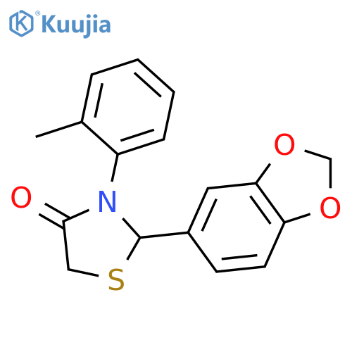 4-Thiazolidinone, 2-(1,3-benzodioxol-5-yl)-3-(2-methylphenyl)- structure