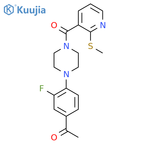1-(3-Fluoro-4-{4-[2-(methylsulfanyl)pyridine-3-carbonyl]piperazin-1-yl}phenyl)ethan-1-one structure