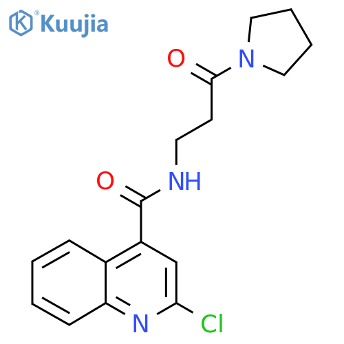 2-chloro-N-[3-oxo-3-(pyrrolidin-1-yl)propyl]quinoline-4-carboxamide structure