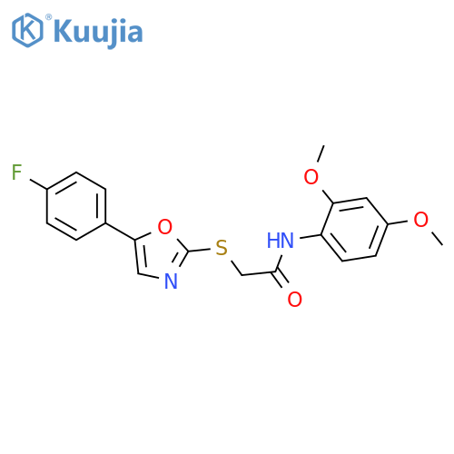 N-(2,4-dimethoxyphenyl)-2-{5-(4-fluorophenyl)-1,3-oxazol-2-ylsulfanyl}acetamide structure