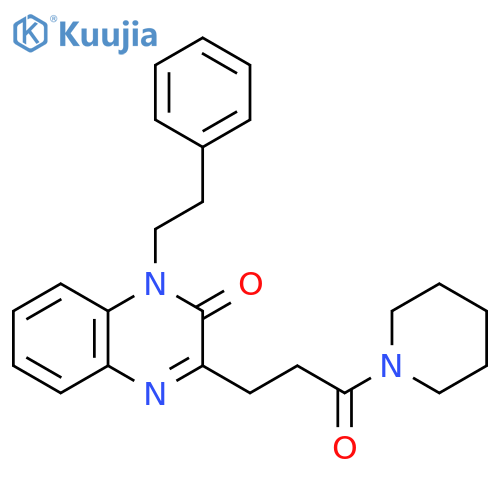 3-[3-Oxo-3-(piperidin-1-yl)propyl]-1-(2-phenylethyl)-1,2-dihydroquinoxalin-2-one structure