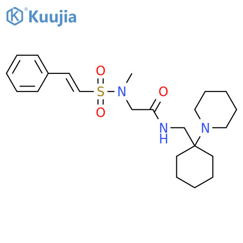2-(N-methyl-2-phenylethenesulfonamido)-N-{[1-(piperidin-1-yl)cyclohexyl]methyl}acetamide structure