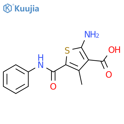 2-amino-4-methyl-5-(phenylcarbamoyl)thiophene-3-carboxylic acid structure
