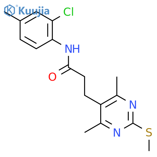 N-(2-chloro-4-methylphenyl)-3-(4,6-dimethyl-2-methylsulfanylpyrimidin-5-yl)propanamide structure