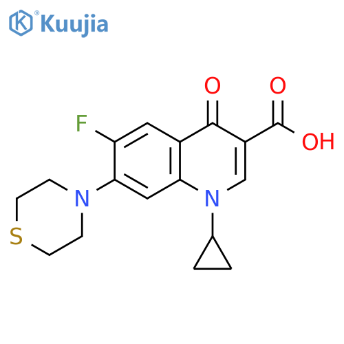 3-Quinolinecarboxylic acid,1-cyclopropyl-6-fluoro-1,4-dihydro-4-oxo-7-(4-thiomorpholinyl)- structure