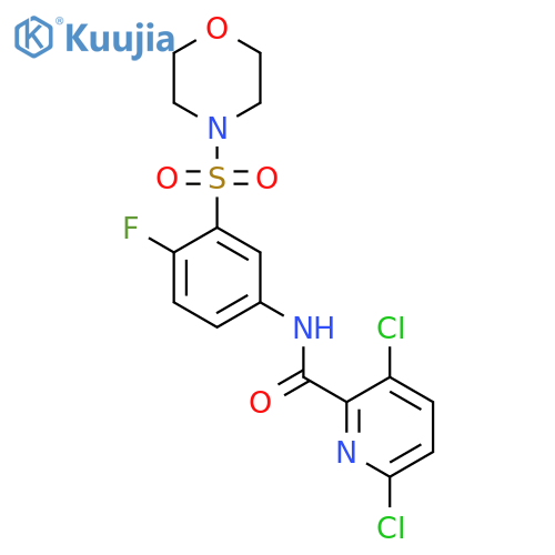 3,6-dichloro-N-[4-fluoro-3-(morpholine-4-sulfonyl)phenyl]pyridine-2-carboxamide structure