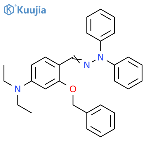 Benzaldehyde, 4-(diethylamino)-2-(phenylmethoxy)-, diphenylhydrazone structure