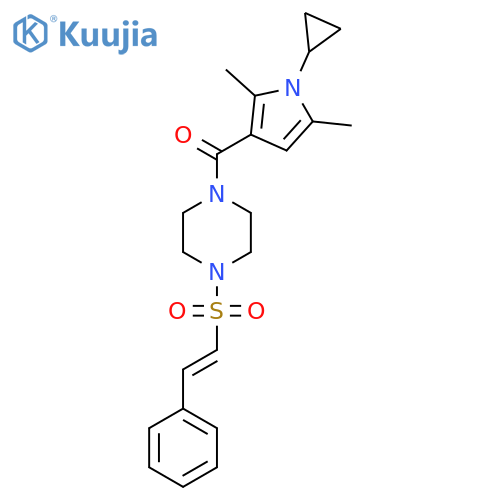 1-(1-cyclopropyl-2,5-dimethyl-1H-pyrrole-3-carbonyl)-4-(2-phenylethenesulfonyl)piperazine structure