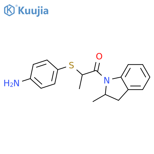 (4-{[1-Methyl-2-(2-methyl-2,3-dihydro-1H-indol-1-yl)-2-oxoethyl]thio}phenyl)amine structure