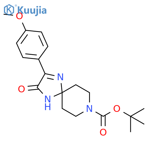 tert-butyl 2-(4-methoxyphenyl)-3-oxo-1,4,8-triazaspiro4.5dec-1-ene-8-carboxylate structure