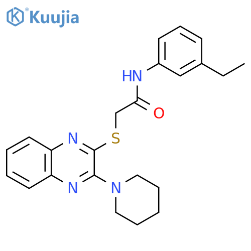 N-(3-ethylphenyl)-2-{3-(piperidin-1-yl)quinoxalin-2-ylsulfanyl}acetamide structure