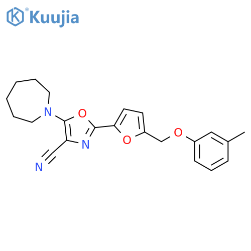 5-(azepan-1-yl)-2-{5-(3-methylphenoxy)methylfuran-2-yl}-1,3-oxazole-4-carbonitrile structure