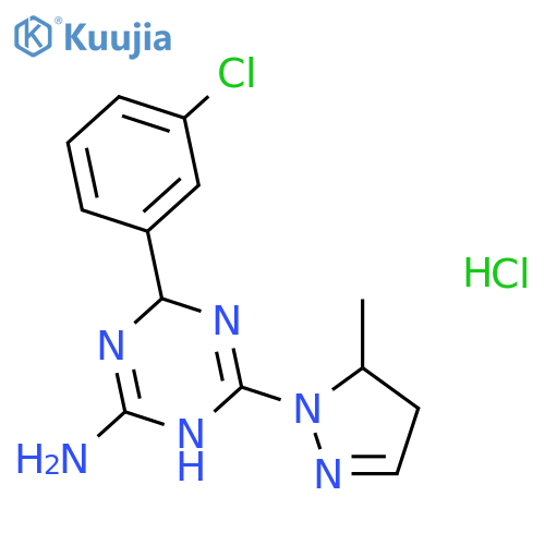 1,3,5-Triazin-2-amine,4-(3-chlorophenyl)-6-(4,5-dihydro-5-methyl-1H-pyrazol-1-yl)-1,4-dihydro-,hydrochloride (1:1) structure