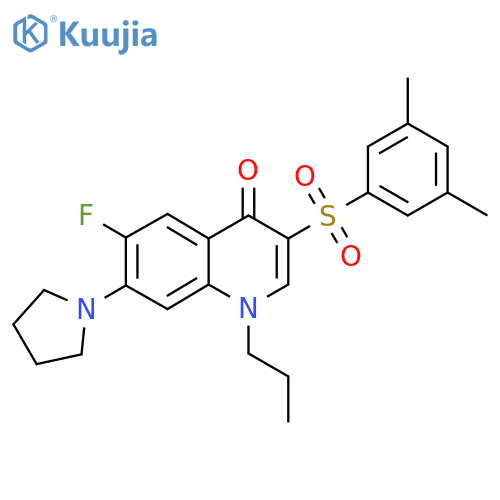 3-(3,5-dimethylbenzenesulfonyl)-6-fluoro-1-propyl-7-(pyrrolidin-1-yl)-1,4-dihydroquinolin-4-one structure