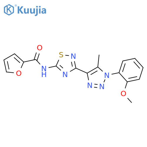 N-{3-1-(2-methoxyphenyl)-5-methyl-1H-1,2,3-triazol-4-yl-1,2,4-thiadiazol-5-yl}furan-2-carboxamide structure
