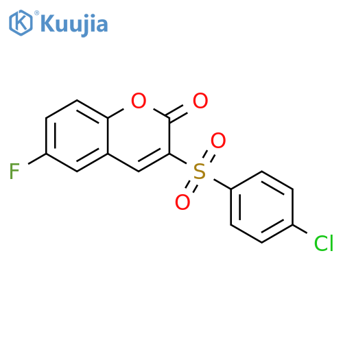 3-(4-chlorobenzenesulfonyl)-6-fluoro-2H-chromen-2-one structure