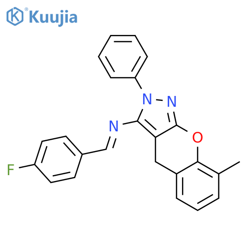 (1E)-1-(4-fluorophenyl)-N-{8-methyl-2-phenyl-2H,4H-chromeno2,3-cpyrazol-3-yl}methanimine structure