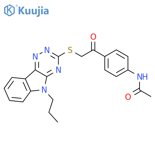 <br>N-(4-{[(5-propyl-5H-[1,2,4]triazino[5,6-b]indol-3-yl)sulfanyl]acetyl}phenyl )acetamide structure