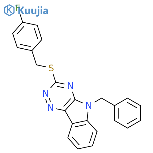 5-benzyl-3-[(4-fluorobenzyl)sulfanyl]-5H-[1,2,4]triazino[5,6-b]indole structure