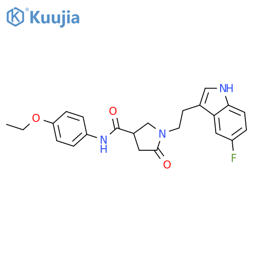 <br>1-[2-(5-Fluoro-1H-indol-3-yl)-ethyl]-5-oxo-pyrrolidine-3-carboxylic acid (4 -ethoxy-phenyl)-amide structure