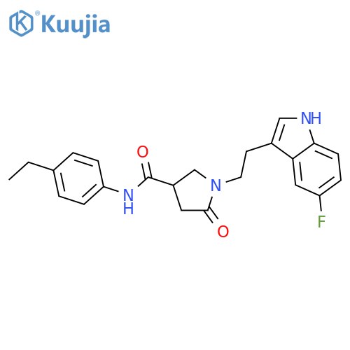 <br>1-[2-(5-Fluoro-1H-indol-3-yl)-ethyl]-5-oxo-pyrrolidine-3-carboxylic acid (4 -ethyl-phenyl)-amide structure