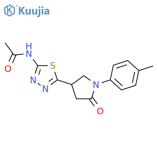 N-[5-(5-Oxo-1-p-tolyl-pyrrolidin-3-yl)-[1,3,4]thiadiazol-2-yl]-acetamide structure