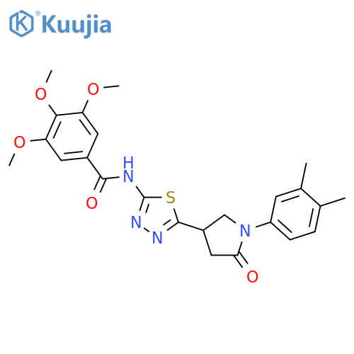 <br>N-{5-[1-(3,4-dimethylphenyl)-5-oxopyrrolidin-3-yl]-1,3,4-thiadiazol-2-yl}-3 ,4,5-trimethoxybenzamide structure