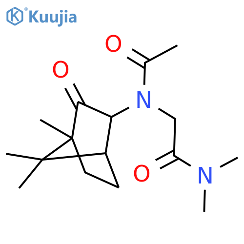 N~2~-acetyl-N,N-dimethyl-N~2~-(4,7,7-trimethyl-3-oxobicyclo[2.2.1]hept-2-yl)glycinamide structure