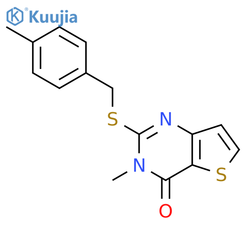 3-methyl-2-{(4-methylphenyl)methylsulfanyl}-3H,4H-thieno3,2-dpyrimidin-4-one structure