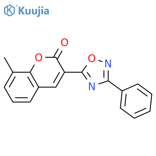 8-methyl-3-(3-phenyl-1,2,4-oxadiazol-5-yl)-2H-chromen-2-one structure