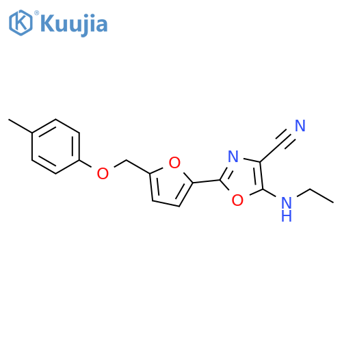 5-(ethylamino)-2-{5-(4-methylphenoxy)methylfuran-2-yl}-1,3-oxazole-4-carbonitrile structure