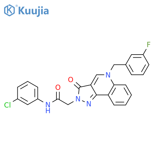 N-(3-chlorophenyl)-2-{5-(3-fluorophenyl)methyl-3-oxo-2H,3H,5H-pyrazolo4,3-cquinolin-2-yl}acetamide structure