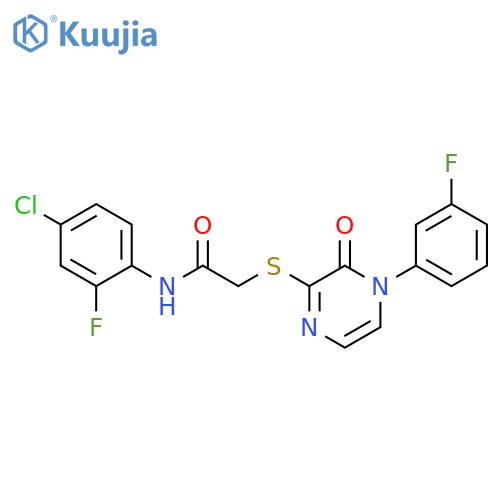 N-(4-chloro-2-fluorophenyl)-2-{4-(3-fluorophenyl)-3-oxo-3,4-dihydropyrazin-2-ylsulfanyl}acetamide structure