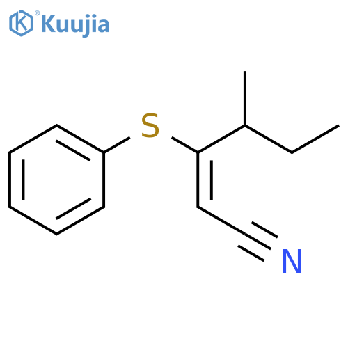 2-Hexenenitrile, 4-methyl-3-(phenylthio)-, (E)- structure