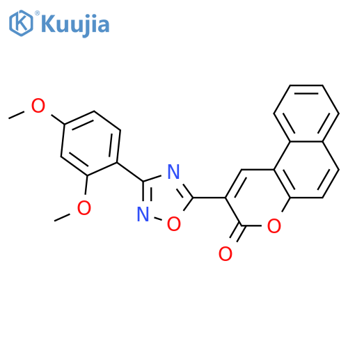 2-3-(2,4-dimethoxyphenyl)-1,2,4-oxadiazol-5-yl-3H-benzofchromen-3-one structure