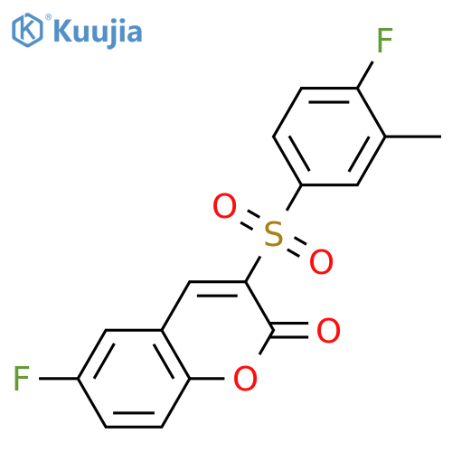 6-fluoro-3-(4-fluoro-3-methylbenzenesulfonyl)-2H-chromen-2-one structure
