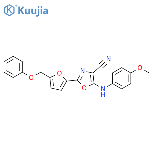 5-(4-methoxyphenyl)amino-2-5-(phenoxymethyl)furan-2-yl-1,3-oxazole-4-carbonitrile structure